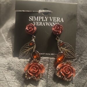 Simply Vera Vera Wang Copper Rose Drop Earrings with Amber Accents